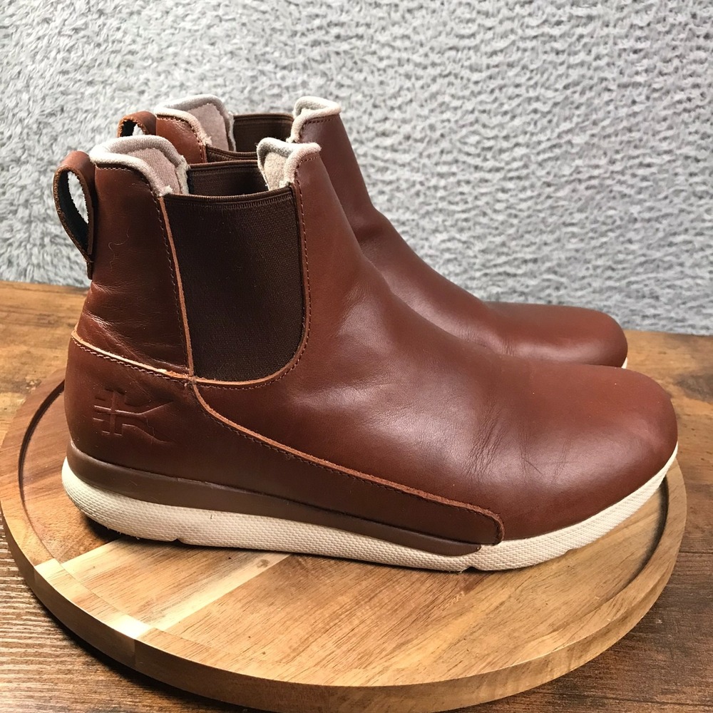 Kuru Luna Chelsea Ankle Boots Womens 10 Rich Walnut Leather Casual Comfort Shoes